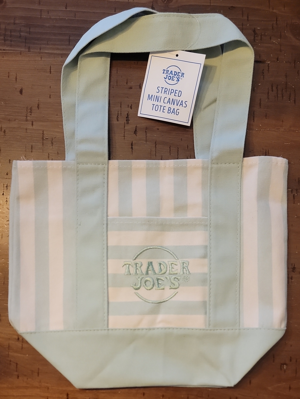 New Edition Summer 2026 Trader Joe's Mint Stripe Mini Canvas Tote Bag